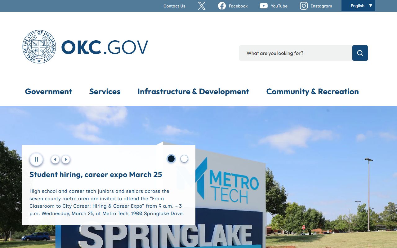 Oklahoma City government website for death index record searches