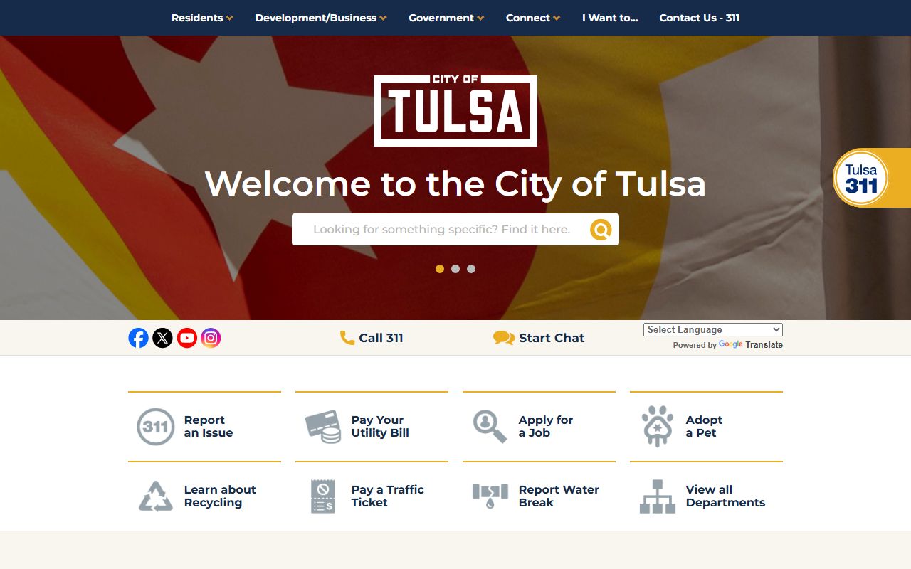 City of Tulsa official website for death index record searches