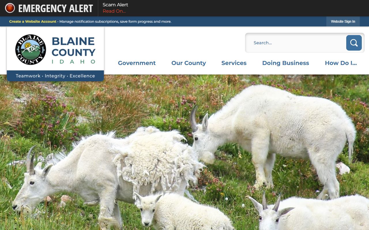 Blaine County government website for death index records