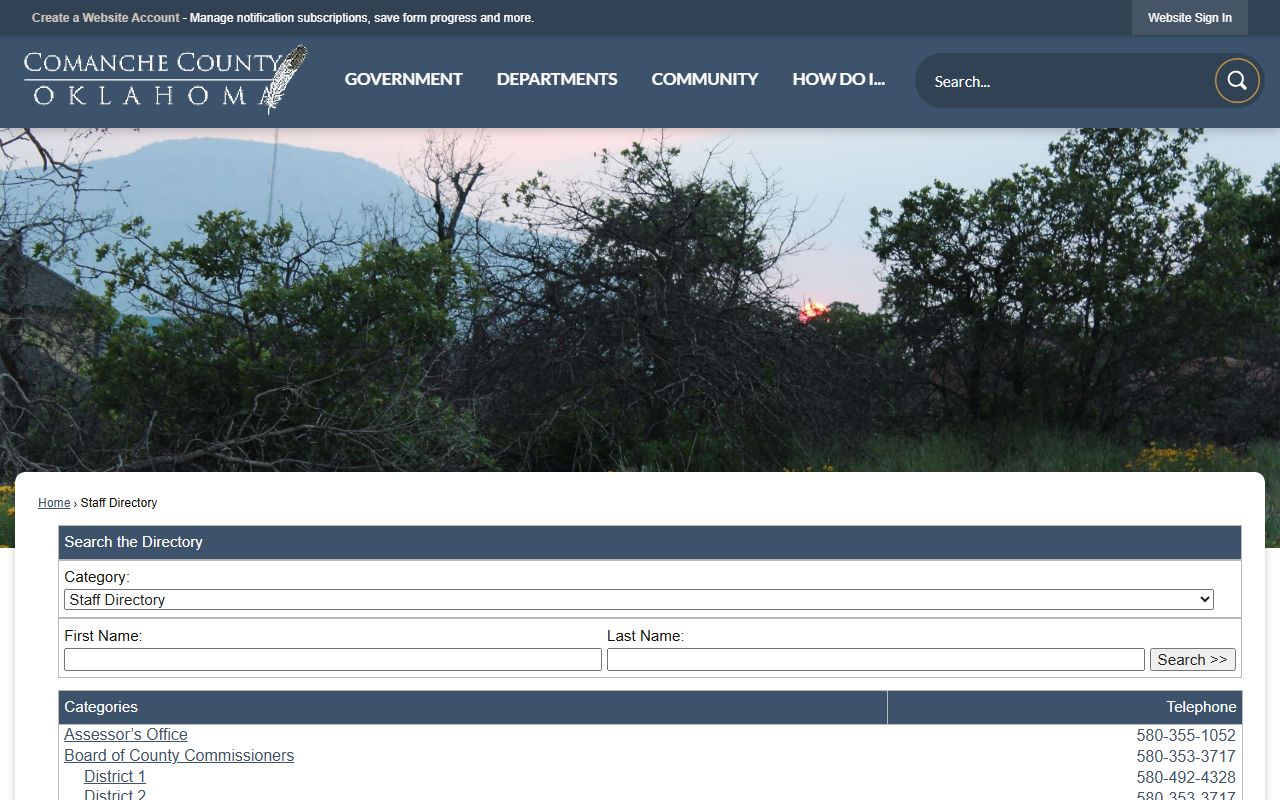Comanche County directory for death index searches