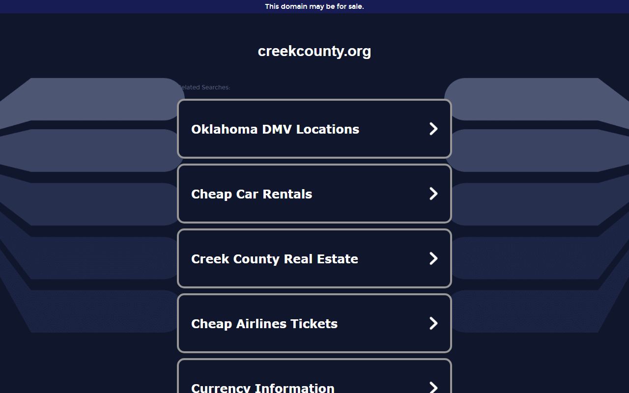 Creek County government website for death index records