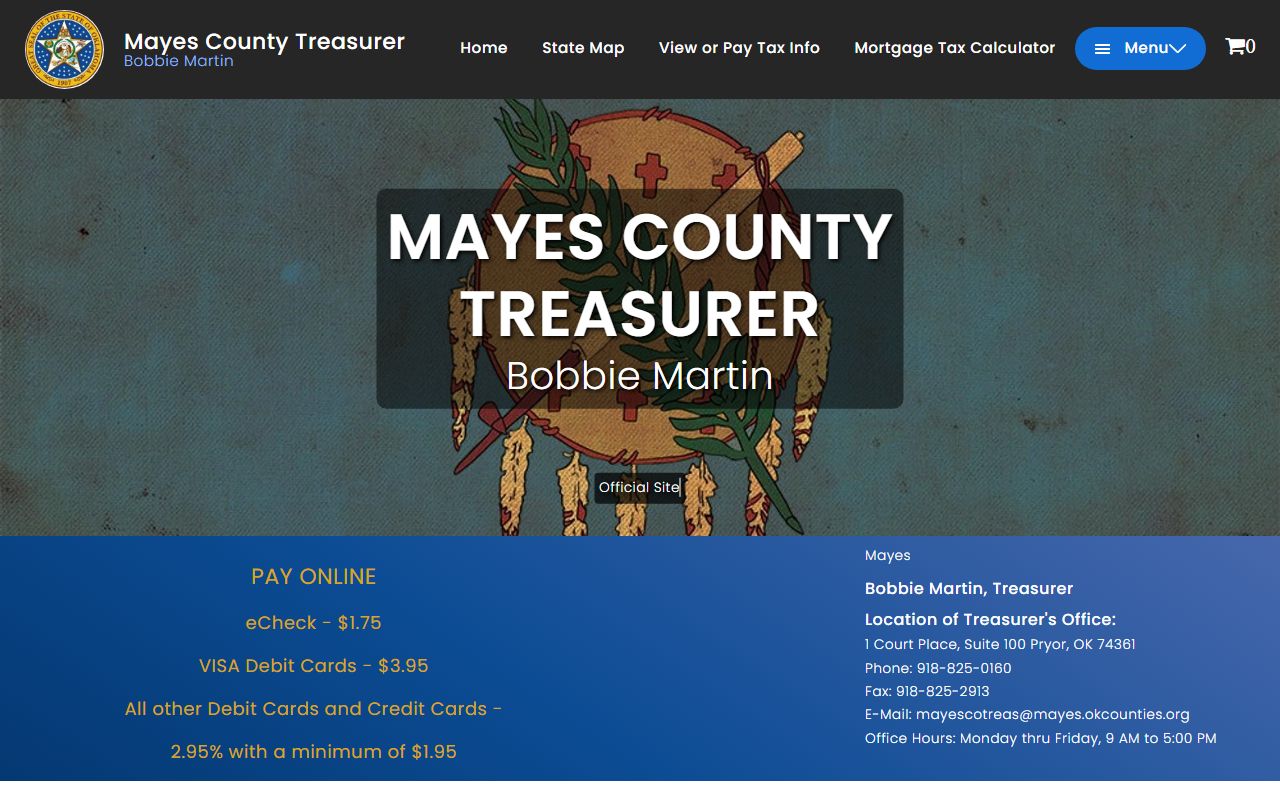Mayes County government website for death index records
