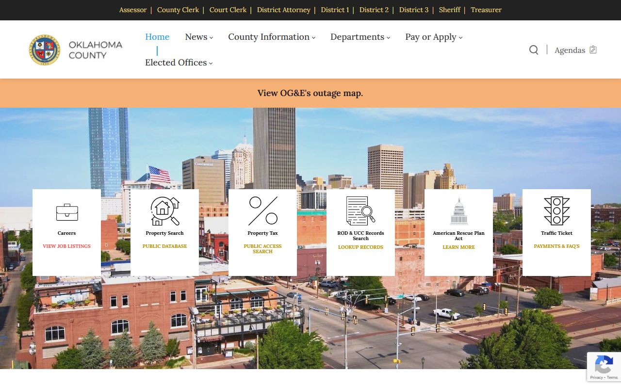 Oklahoma County government offices for death index records