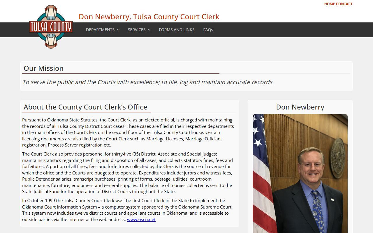 Tulsa County Court Clerk office for death index records