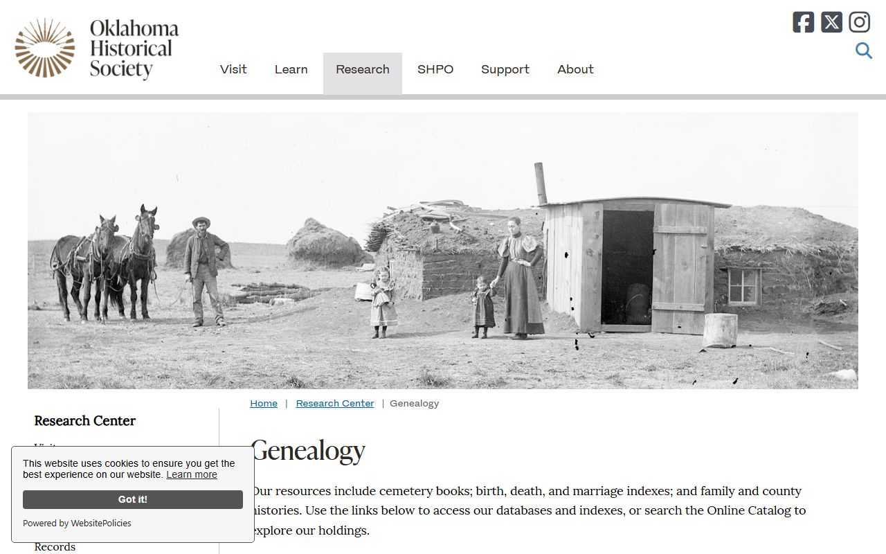 Oklahoma Historical Society genealogy and death records for death index