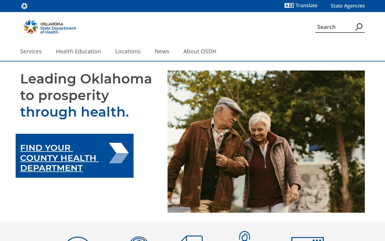 Oklahoma State Department of Health main portal for death index records